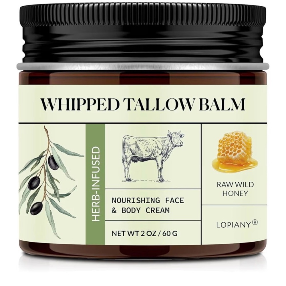 Lopiani Beef Tallow and Honey Balm, All-Natural Face Body Moisturizer 2 Pack